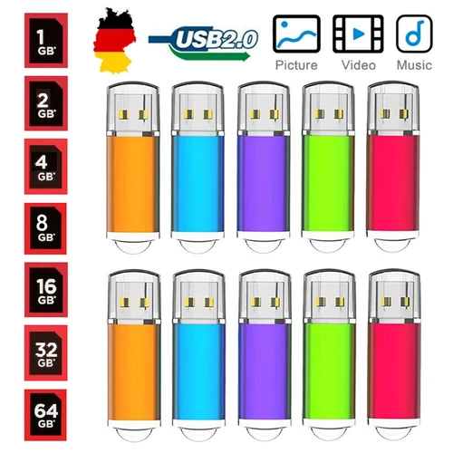 USB Flash Drive 10 Pack USB 2.0 Memory Stick 1GB 2GB 4GB 8GB 16GB 32GB 64GB Lot 