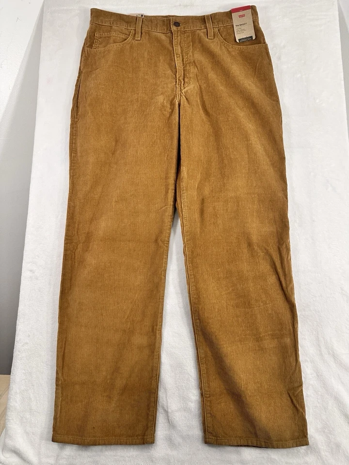 Nuevos Pantalones Sueltos de Pana Levis 94 Talla 33x31 Para Mujer Marrón Tiro Medio Pierna Recta Foto 2 de 4