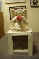 Angel Candle Holder Holding A Rose From The Studio Of Leanna Dent In Box Angel Candle Holder Holding A Rose From The Studio Of Leanna Dent In Box