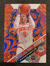 2019-20 Mosaic Russell Westbrook Rockets Will To Win Blue Reactive Prizm #45/99