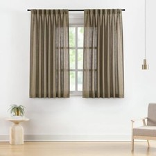 Brown Pinch Pleated Semi Sheer 40"W x 63"L Pack of 2 Caf  Brown/Pinch