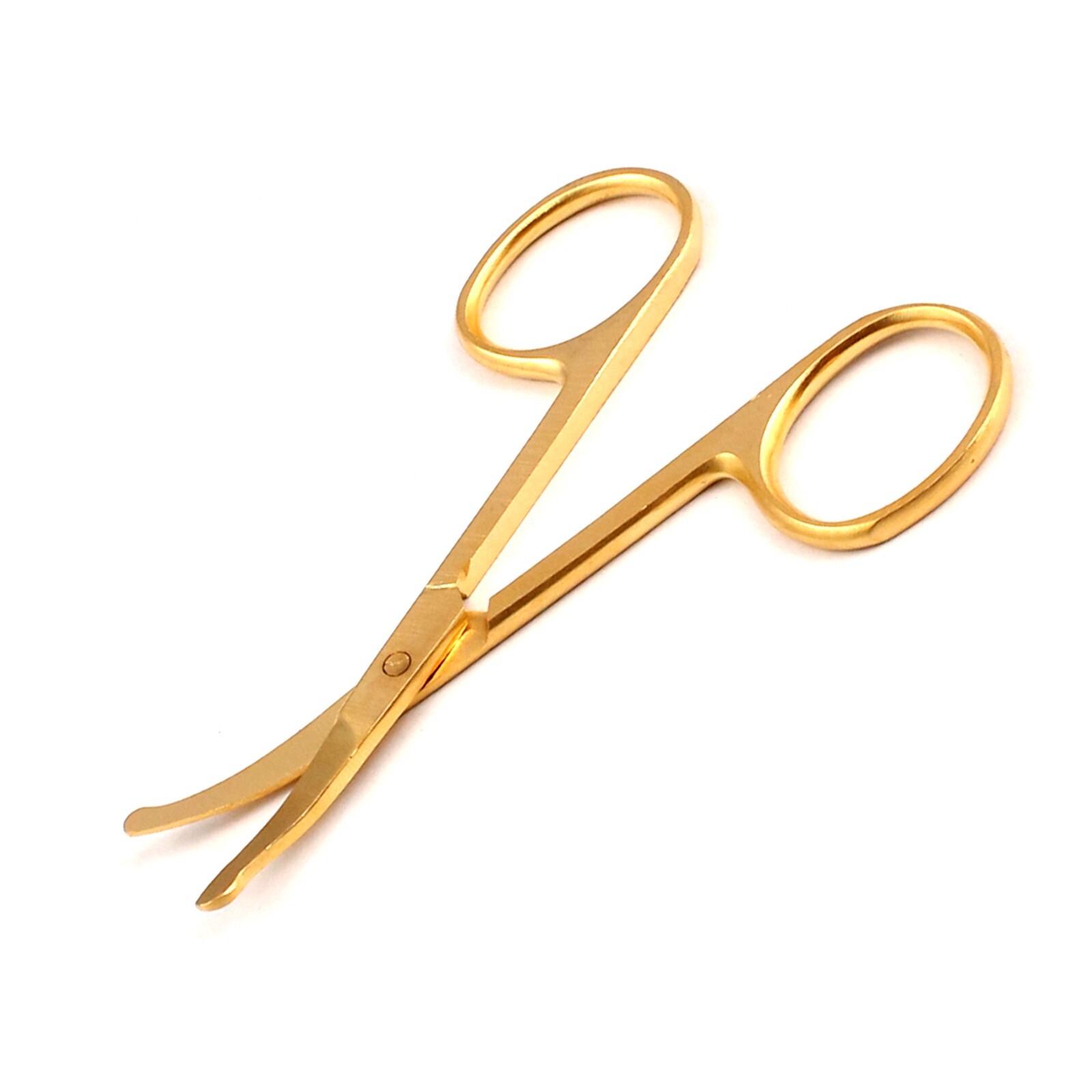 Safety Scissors Trimmer Nose Hair Scissors 3.5'' Curved Gold Ear Facial Trimmers