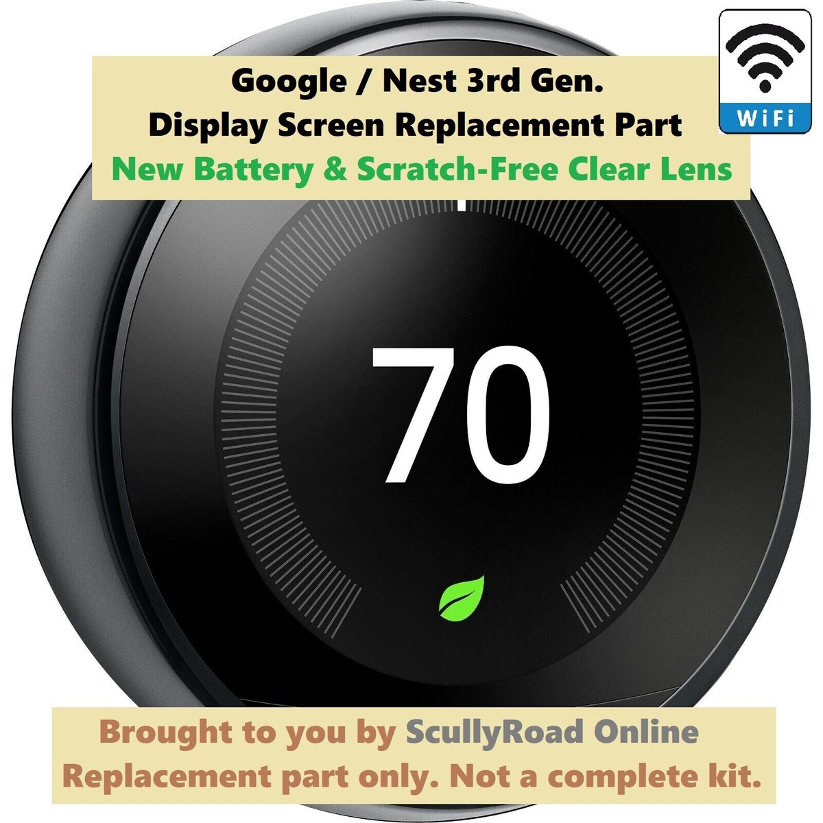 Termostato Google Nest 3a Generazione T3018US - Nero Specchio, Programmabile (Solo Unità, Usato) Termostato Intelligente Usato