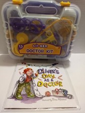 Lil Gen Play Doctor Kit w/ Toy Stethoscope etc.  Book Oliver's Day as a Doctor