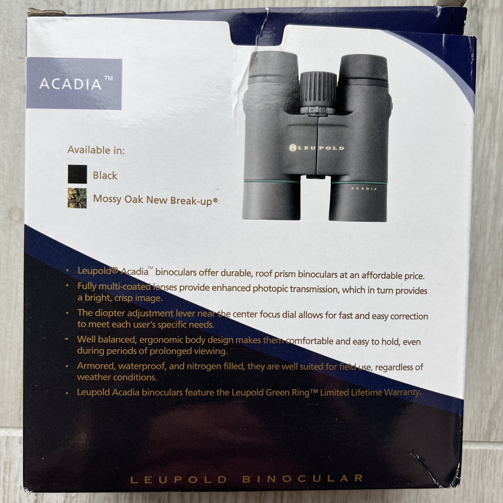 Leupold Acadia Center 10x42 Center Focus Roof Prism Binoculars w/Strap