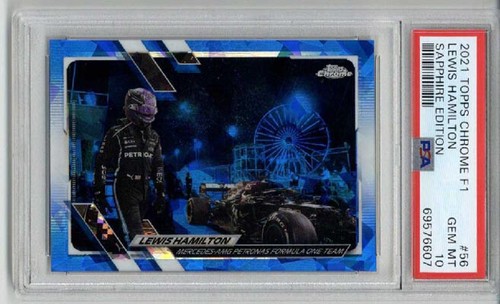 2021 TOPPS CHROME F1 SAPPHIRE EDITION #56 LEWIS HAMILTON MERCEDES-AMG PSA 10 - Picture 1 of 2
