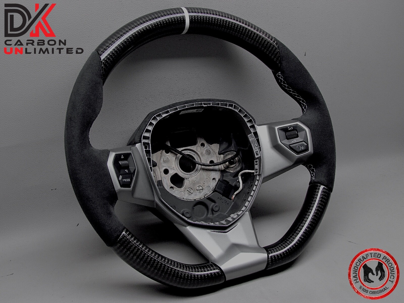 Lamborghini Aventador SVJ 63 LP700 White Ring Alcantara Carbon Steering Wheel v4