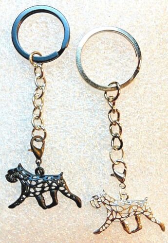 Bouvier des Flandres Dog Key Chain Keyring Purse Charm Black Silver Jewelry - Afbeelding 1 van 9