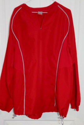 Nike  Fit Dry Running Jacket Wind Breaker Half Zip Red Size XL Waist Pull String