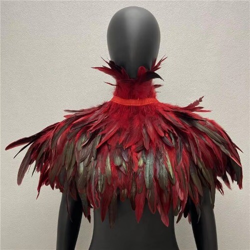 Shoulder Cape for Women Cloak Party Coat Feather Punk Gothic Coat Shawl Feather - Bild 13 von 30
