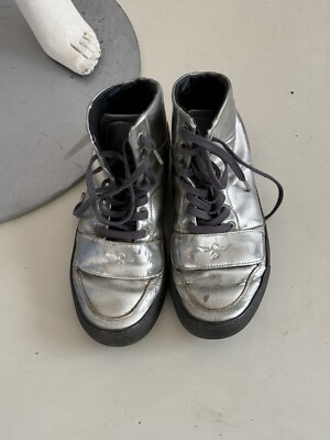 Men s Sneakers-Creative Creations-Size 9-Hi-Top-Silver-Black-As Is-menswear