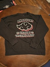 Naruto Sweatshirt Mens Large Black Akatsuki Shinobi Organization Cotton Pullover