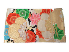 Japanese antique vintage brocade silk Fukuro Obi sash belt Kimono textile