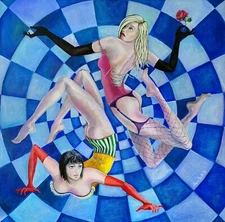 Original Acrylic painting/Gallery canvas*Wheel of Fortune**34x34 in*signed