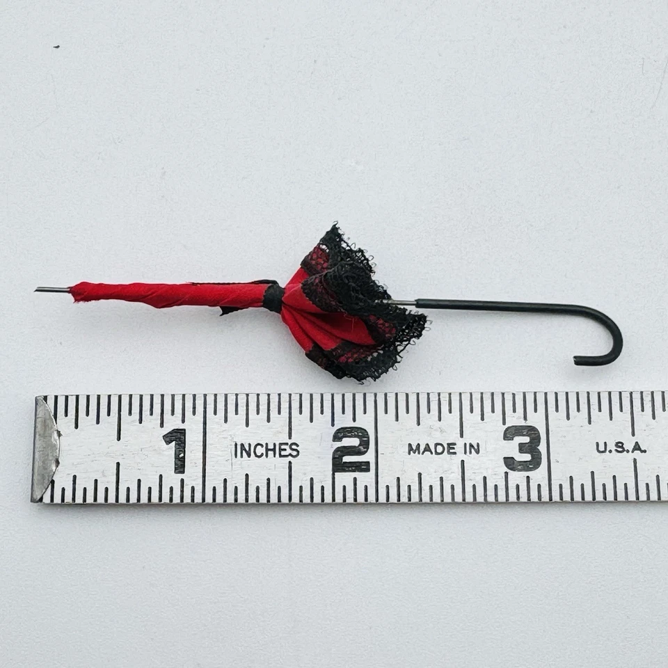 Sombrero victoriano artesanal miniatura para casa de muñecas gorro y paraguas de The Summerlots Foto 3 de 4