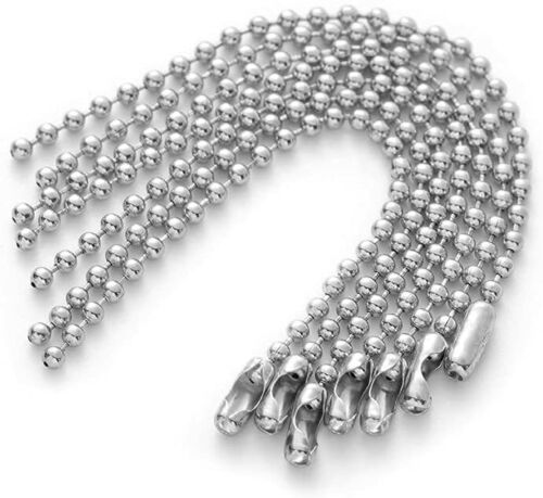 6 Inch Ball Beads Chain Dog Tag Chain 12pcs Ball Chain Keychains 12 Connectors - Picture 1 of 7