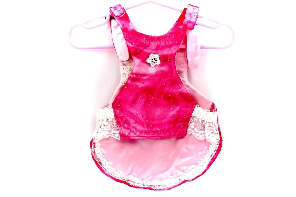 Handmade Couture Dog Pink Poodle Dress,Tie-Dye,Bead Butterfly,Crystals,Lined,Sm - Image 4 of 4