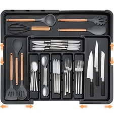 Silverware Organizer Expandable Kitchen Utensil Drawer Organizer Large BPA Fr...