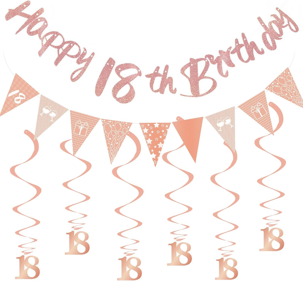 18 Geburtstag Deko, Banner 18. Geburtstag MäDchen Deko, Rosegold Geburtstagsdeko-image
