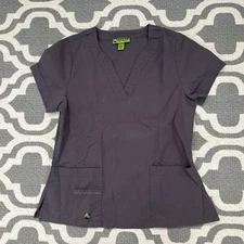 CROCS Scrub Top Womens SP Small Petite Gray Short Sleeve Medical
