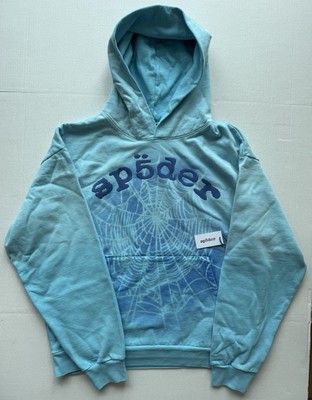 Sp5der OG Web V2 Spray Hoodie Light Blue XL Receipt Proof 100