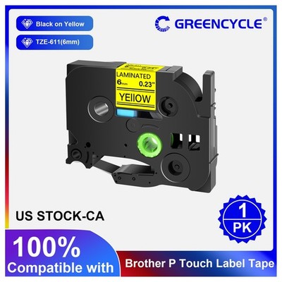 Compatible for Brother P-Touch Label Maker TZ TZe 611 Tape Cartridges Yellow US
