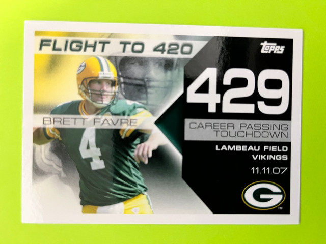 2008 Topps Brett Favre Collection Insert #BF-429 Green Bay Packers TD Pass NrMt