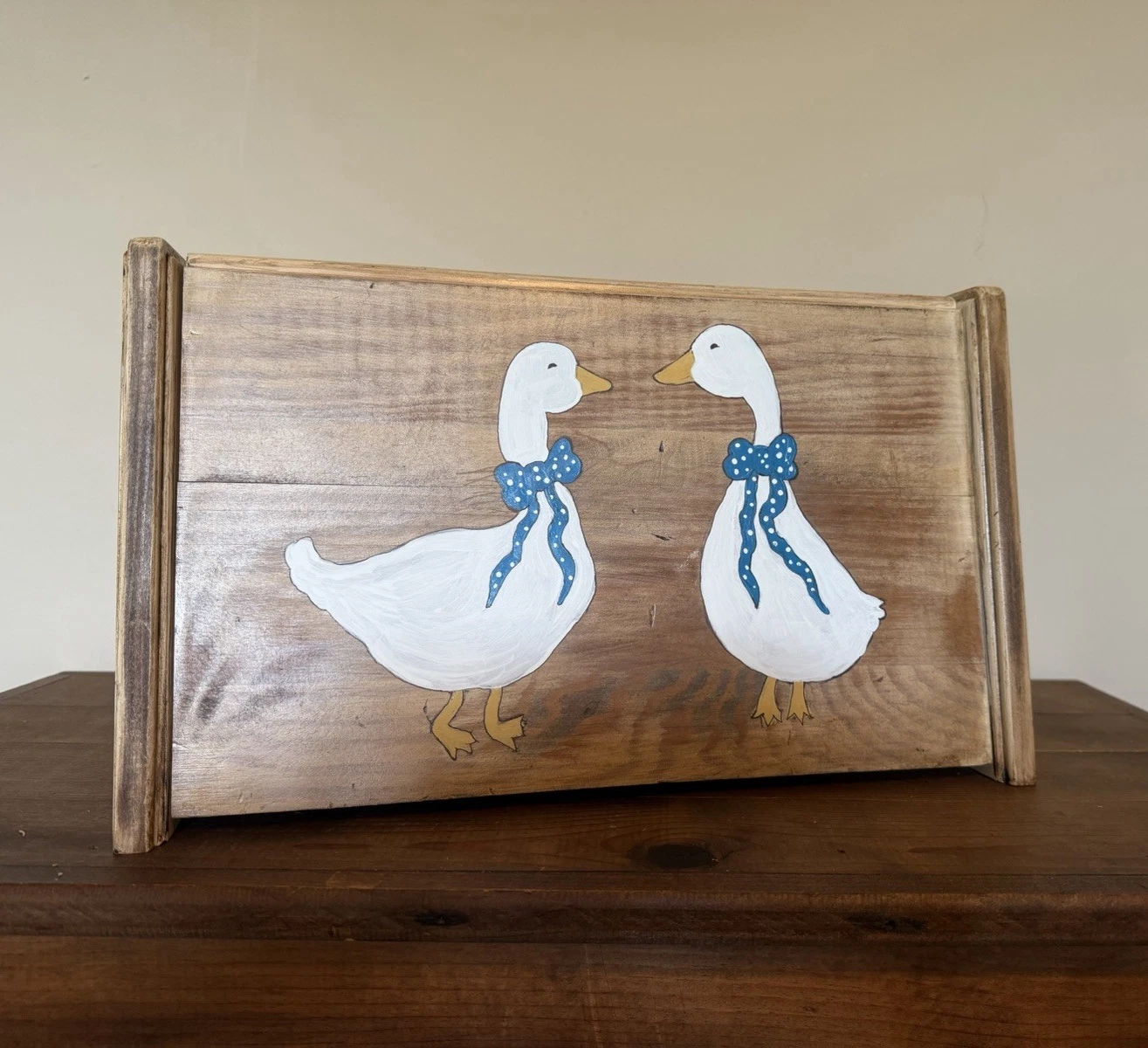 Vintage Wooden Bread Box Hand Painted Duck Goose Cottage Core Country Kitchen
Opens in a new window 