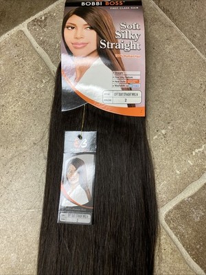 Bobbi Boss 14  Soft Silky Straight 100% Human Hair Weaving Color 2 Dark Brown