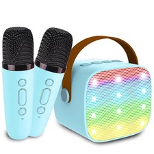 Kids Karaoke Machine, Portable Bluetooth Speaker with 2 Wireless K1-2MIC-BLUE