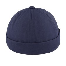 Men’s Herringbone Docker Hat Retro Brimless Sailor Skullcap Beanie Fisherman Cap