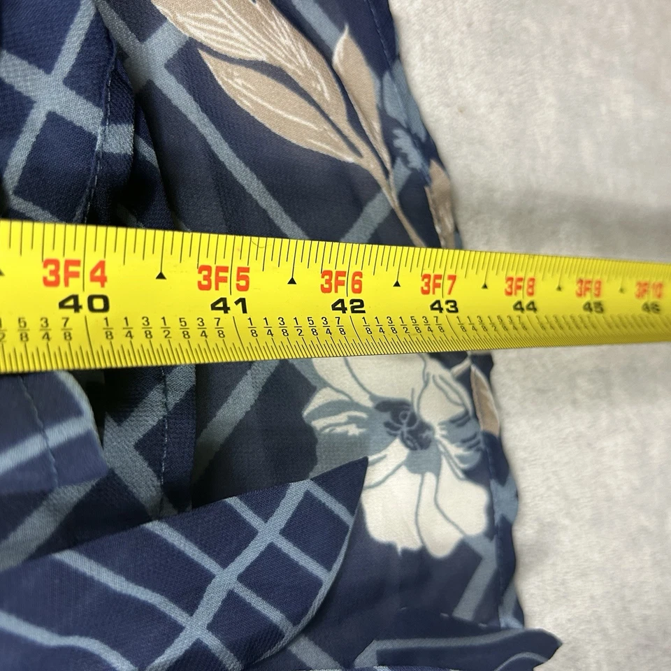 全新带标签 Mod Cloth 透明衬衫连衣裙 XL 海军蓝花卉长袖职业 — 第 2/4 张图片