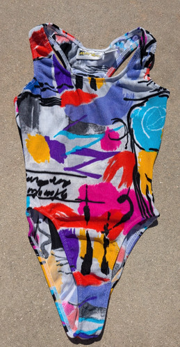 VTG Jacques Moret Multicolor Racerback Leotard Made in USA sz S