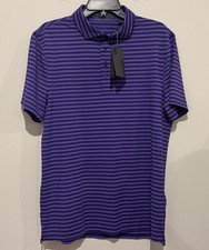 NWT G/Fore Men's Golf Embossed Logo Purple Striped Polo Shirt Size M 110