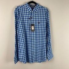 Chaps Button Shirt XL Classic Blue Plaid Button Down Shirt Stretch
