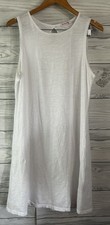 Fresh Produce Womens Large L Sun Dress White 100% Cotton Made In USA y2