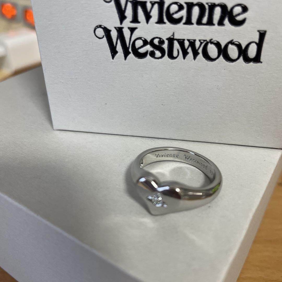 Vivienne Westwood Heart Ring Size 6.5-7 Silver Logo Accessory With
