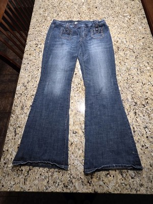 H2J Production Womens Blue Jeans Size 17/18 Wide Bottom #15 Clothing 