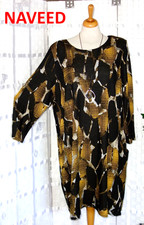 NAVEED MODE Designer KLEID  XXL 46 48  schwarz gelb grau Muster Strickjersey