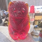 Blenko Red Yellow Art Glass Bear Figurine Decorative Glossy Finish