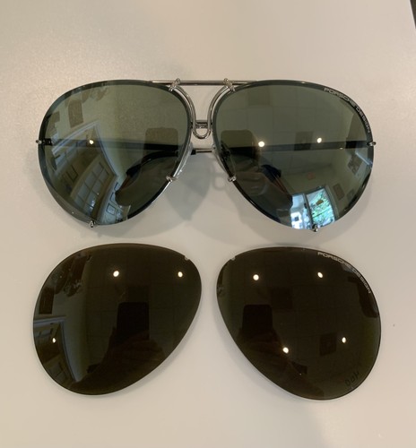 PORSCHE P8478 B. Sonnenbrille Silber Titan 69 mm mit 2 Gläsern. - Bild 6 von 11