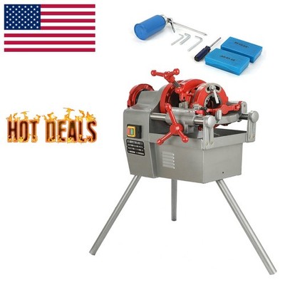 750W Electric Pipe Threader Machine 3 Legs (1/2'' - 2'') Threading Cutter USA