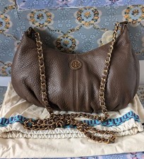 Tory Burch Gold Logo Gold Chain Leather Crossbody Body Bag