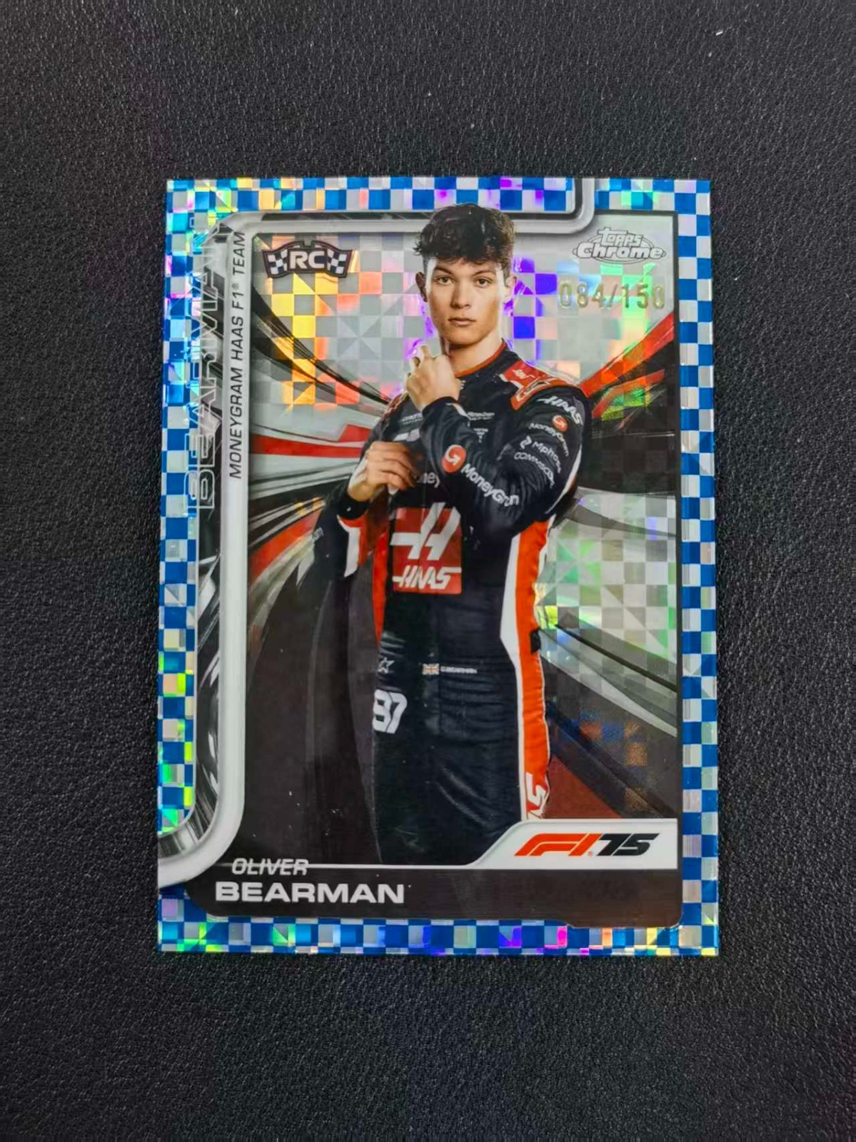 2025 Topps Chrome F1 Oliver Bearman RC Blue Checker Flag 84/150 #14 NSYY