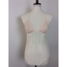 Victoria's Secret Lingerie Women Sz L Bodysuit Teddy Sheer Mesh Ivory