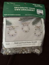 Gold And Pearl Petite Wreath Ornament Kit Makes 12 Tiny Treasure Ornaments New