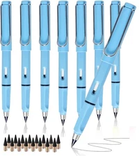 8PCS Blue Infinity Forever Pencils for Writing-0.7mm Infinite Everlasting Met...