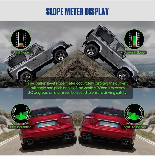 Inclinometer GPS Compass Speedometer Car HUD Overspeed Alarm Speed Slope Meter - Bild 10 von 22