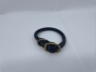 Tory Leather  And Solid Brass Rolled Bridle Leather Dog Collar 12  Black