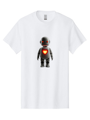 Robot-Heart Mens Graphic Tee, 100% Cotton, Casual Summer Wear